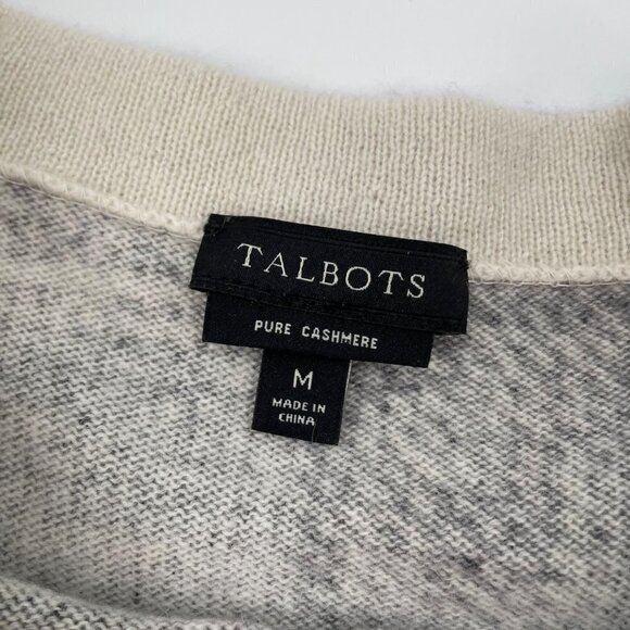 Talbots Gray Paisley Checkered Cashmere Sweater Womens Size Medium FLAWED - Picture 4 of 9